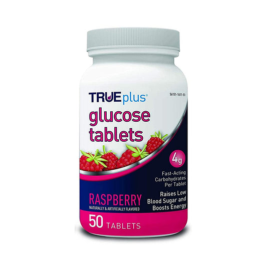 Glucose Supplement TRUEplus 50 per Bottle Chewable Tablet Raspberry Flavor, Packaging Type- Case