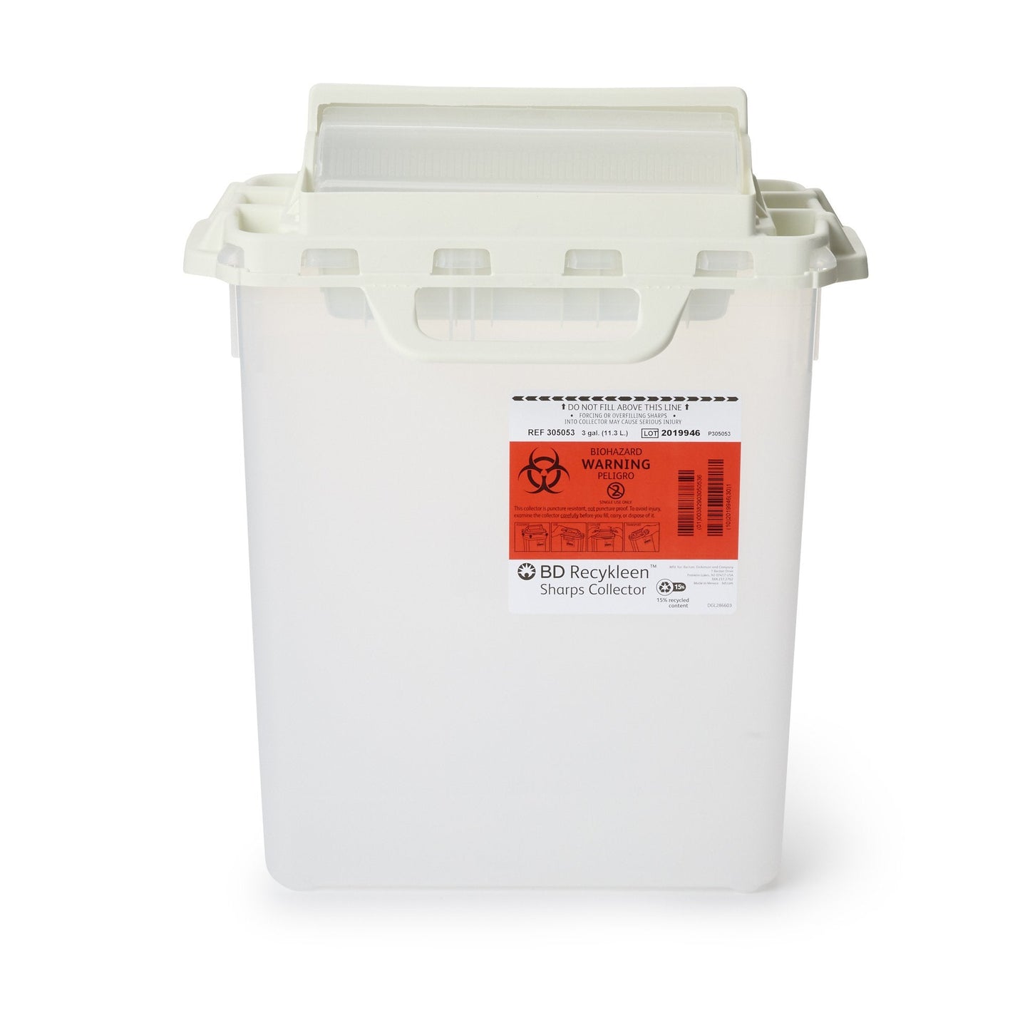 Sharps Container Recykleen Pearl Base 15-3/4 H X 13-1/2 W X 6 D Inch Horizontal Entry 3 Gallon