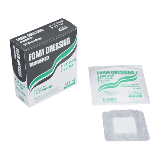 Foam Dressing MPM 4 X 4 Inch With Border Waterproof Backing Adhesive Square Sterile,  Packaging Type- Box