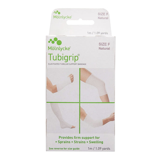 Elastic Tubular Support Bandage Tubigrip 4 Inch X 1 Yard Large Knee / Medium Thigh Pull On Natural NonSterile Size F Standard Compression,  Packaging Type- Each