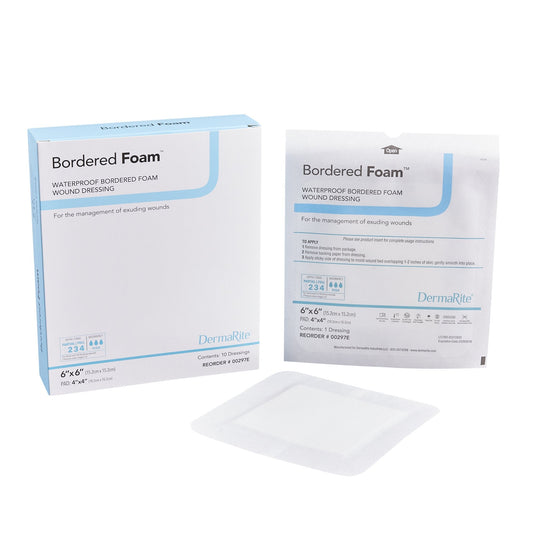 Foam Dressing BorderedFoam 6 X 6 Inch With Border Waterproof Backing Nonacrylic Adhesive Square Sterile,  Packaging Type- Each