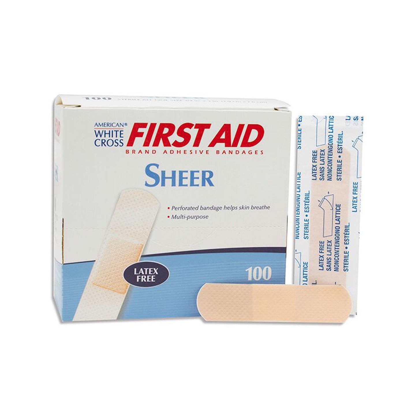 Adhesive Strip American White Cross 3/4 X 3 Inch Plastic Rectangle Tan Sterile, Packaging Type- Box
