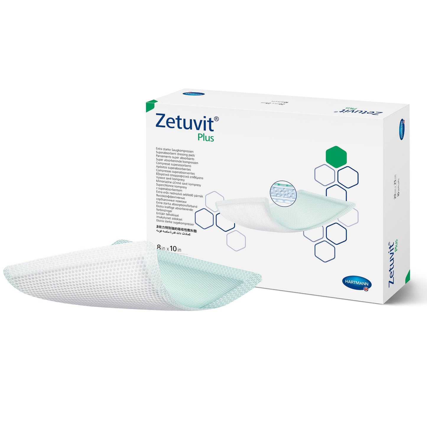 Super Absorbent Dressing Zetuvit Plus 8 X 10 Inch Rectangle, Packaging Type- Each