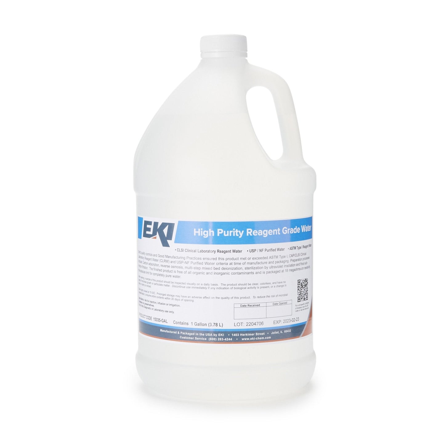 Chemistry Reagent Deionized Water Reagent Grade / ASTM Type I 100% 1 gal., Packaging Type- Case
