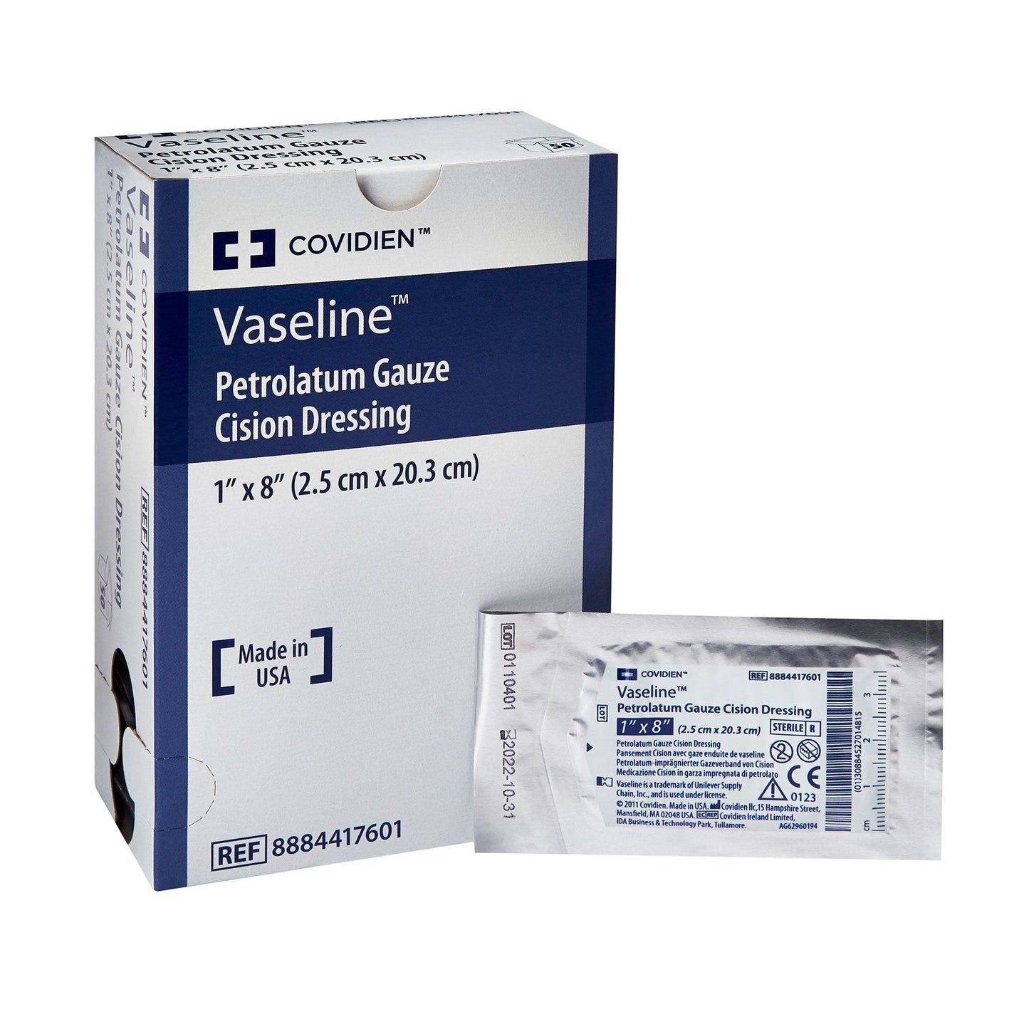 Petrolatum Impregnated Dressing Vaseline Strip 1 X 8 Inch Sterile,  Packaging Type- Each