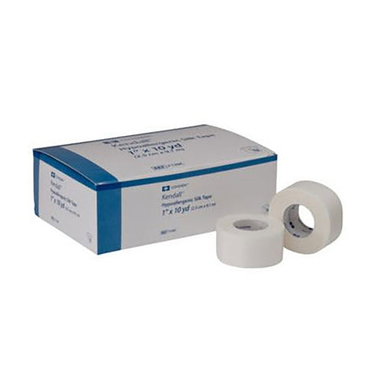 Hypoallergenic Medical Tape Kendall™ Hypoallergenic Silk White 2 Inch X 10 Yard Silk-Like Cloth NonSterile,  Packaging Type- Each