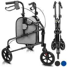 Load image into Gallery viewer, 3 Wheel Walker Rollator - Lightweight Foldable Walking Transport - 3-wheel-rollator