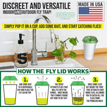 Load image into Gallery viewer, Fly Lid Combo- Indoor Outdoor Eco Friendly Fly Control Pack – Includes 12 Fly-Lids for Disposable Cups and (3) 5 Gallon Bucket Fly-Condo™ Lids. - fly-lid-combo-indoor-outdoor-eco-friendly-fly-control-pack-includes-12-fly-lids-for-disposable-cups-and-3-5-gallon-bucket-fly-condo™-lids