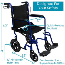 Load image into Gallery viewer, Transport Wheelchair - Red - transport-wheelchair