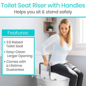 Toilet seat riser with arms