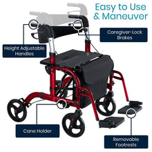 Load image into Gallery viewer, Wheelchair Rollator - rollator-walker-with-seat