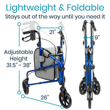 Load image into Gallery viewer, 3 Wheel Walker Rollator - Lightweight Foldable Walking Transport - 3-wheel-rollator